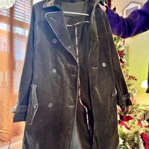 Vintage Olive Corduroy Double-Breasted Women's Coat